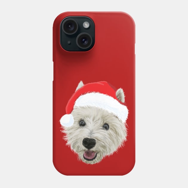 West Highland Terrier Christmas Santa Hat Phone Case by brodyquixote