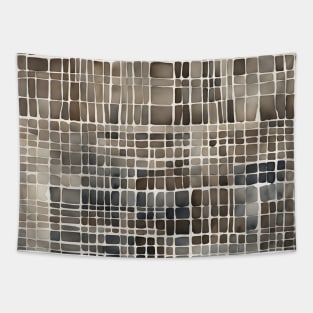 Handdrawn abstract brown grid pattern Tapestry