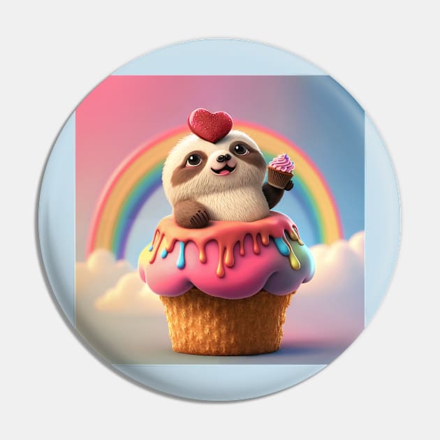 Awww. Cute Furry Baby on a Cupcake with a Heart Pin by akastardust