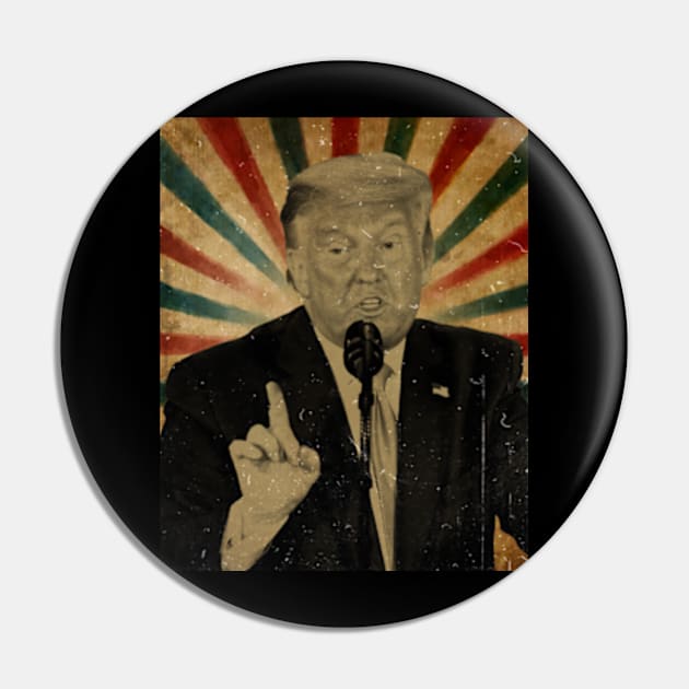 Wanted President Donald Trump // Photo Vintage Retro Look Fan Design Pin by Janji Joni