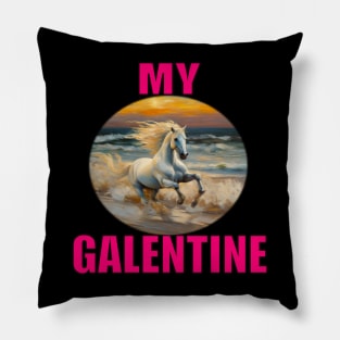 My galentine black horse Pillow