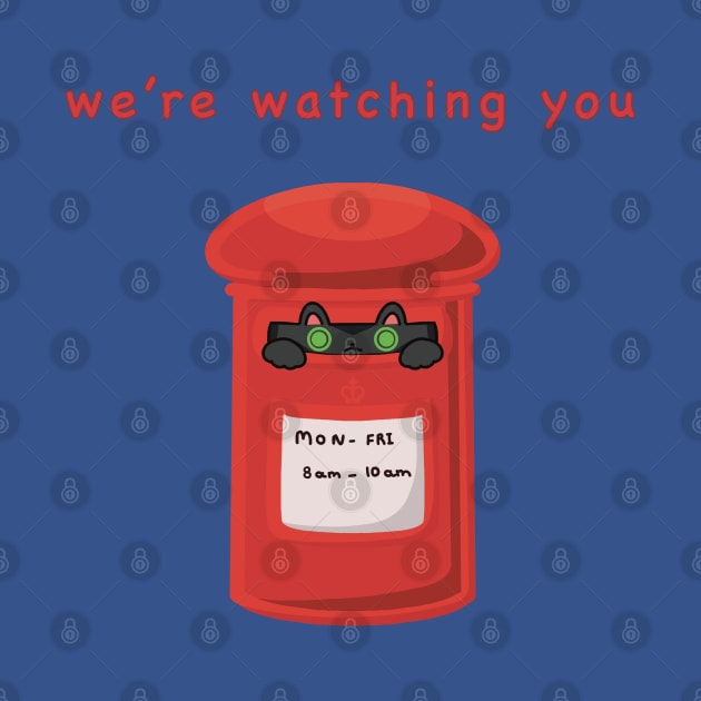 We’re watching you, cute cat hidden in British red postbox by Catphonesoup