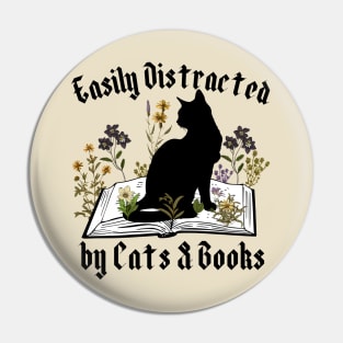 Easily Distracted by Cats and Books Pin