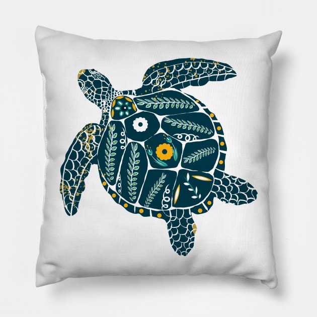 Tribal Sea Turtle Pillow by Royal7Arts