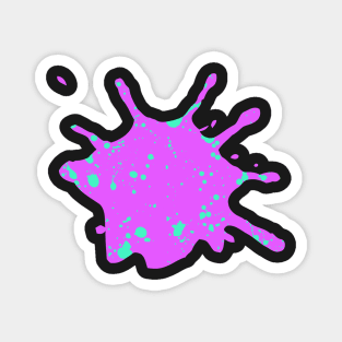 Neon Pink and Green Paint Splatter Magnet