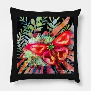 Tropical Strawberry Butterfly Negative Painting Pillow