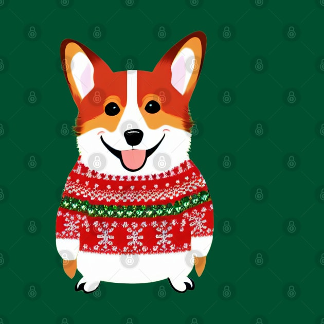 Corgi with Christmas Sweater by nicecorgi