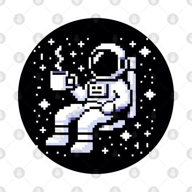 Astronaut Coffee Break in Space - 8-Bit Cosmic Art by Pixel Punkster