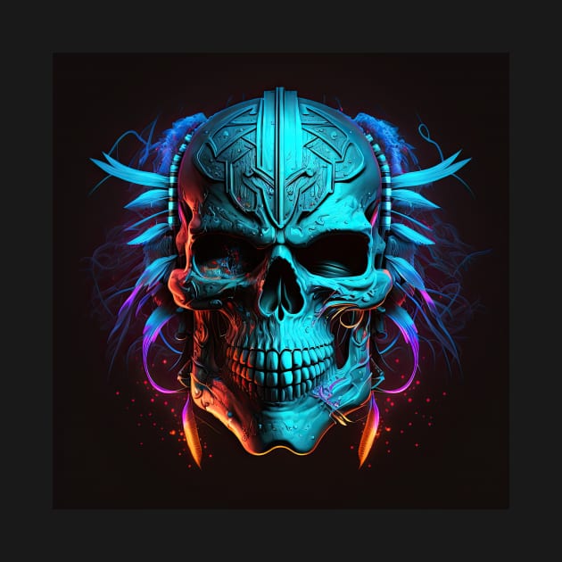 The Warrior - Neon SKull by ArtOfArtiglio