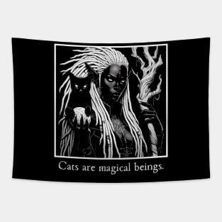 Witch With A Cat Tapestry