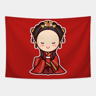 Cute Traditional Chinese Bride Character Tapestry