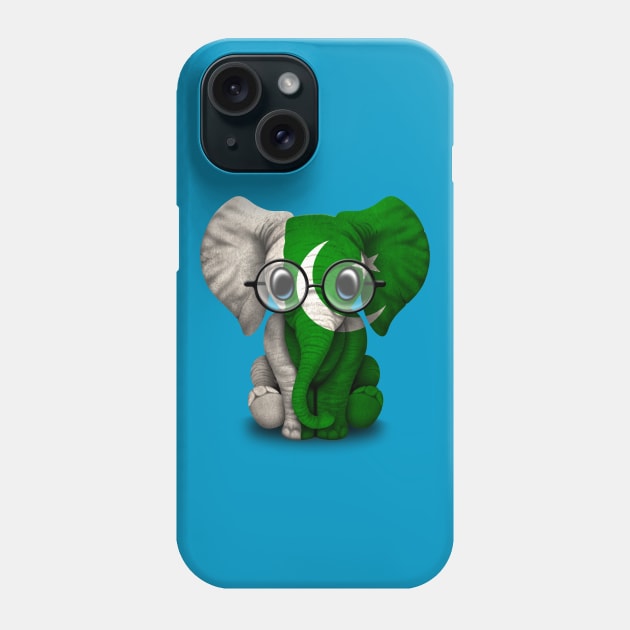 Baby Elephant with Glasses and Pakistani Flag Phone Case by jeffbartels