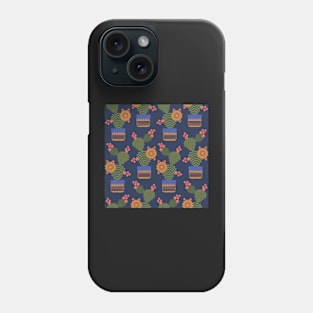 Cactus Pot Plants in a navy sky Phone Case