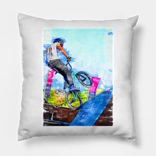 Rad BMX Shot Silhouette. For BMX lovers. Pillow