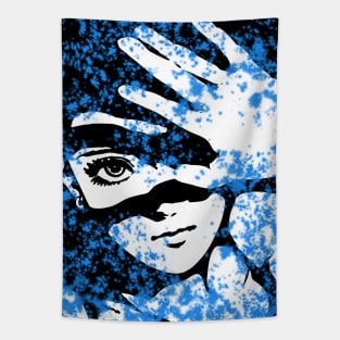 Punk Fashion Style Light Blue Glowing Girl Tapestry