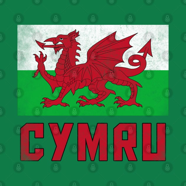 Wales / Cymru Vintage Faded Flag Design by DankFutura