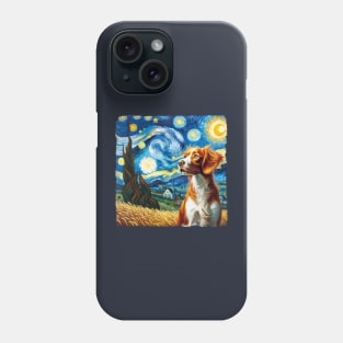 Starry Brittany Dog Portrait - Pet Portrait Phone Case