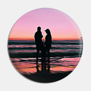 Couples wedding on beach Oil Painting Art Pin