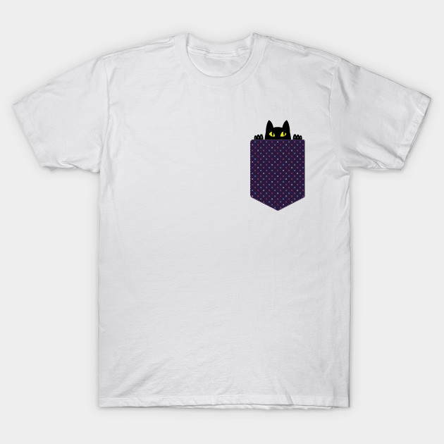 Breast Pocket Cute Cat Maine Coon Cat Gift Pocket Cat T Shirt