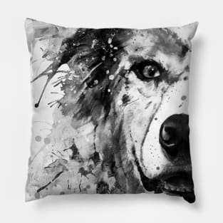 Australian Shepherd Dog Half Face Portrait Pillow