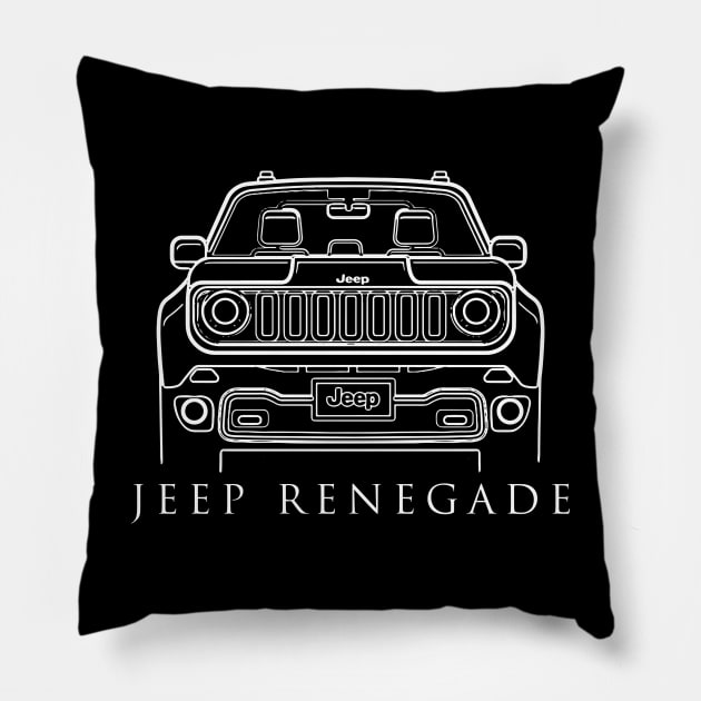 Jeep Renegade 2 Car Form White Artwork Pillow by labyrinth pattern