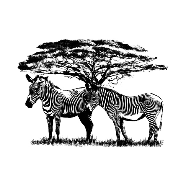 Zebras with tree in Kenya / Africa by T-SHIRTS UND MEHR
