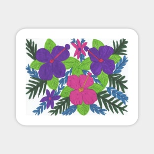 Purple and Pink Hibiscus Bouquet Magnet