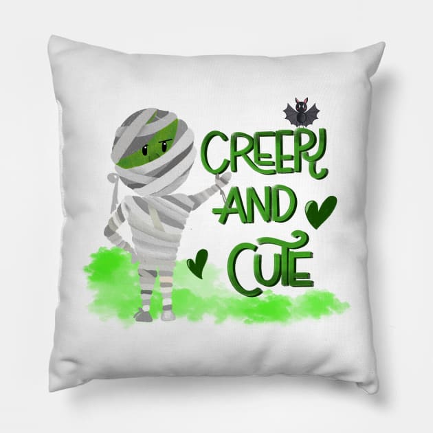 creepy and cute mummy design Pillow by PrintAmor