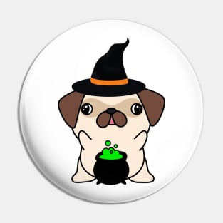 Cute pug dog is a witch Pin