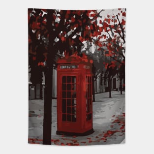 Red Phone Booths I London Street Nostalgia Tapestry