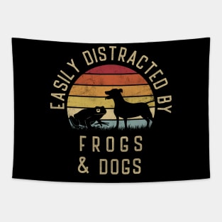 Easily distracted by Frogs and dogs I like heart Frog dog Tapestry