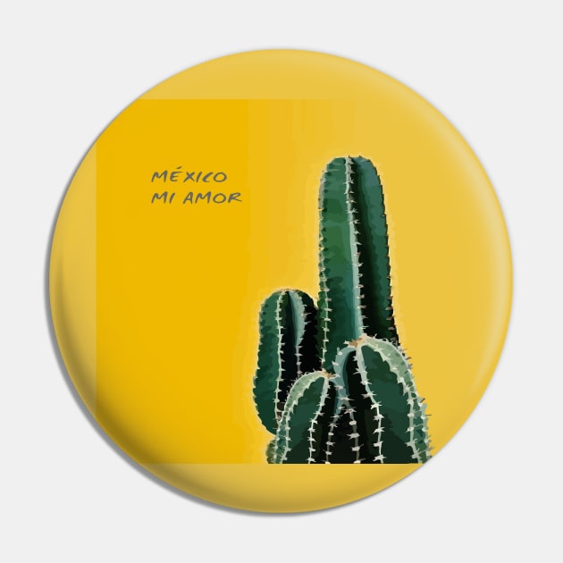 México mi amor cactus yellow background somewhere in Mexico visit mexican art Pin by T-Mex