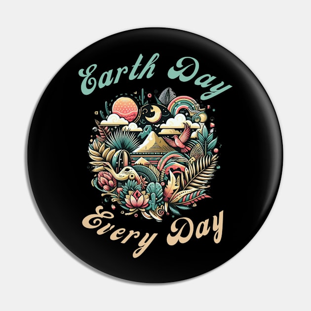 Earth Day Every Day Groovy Retro Pin by Chahrazad's Treasures