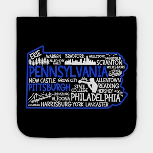 Pittsburgh Pennsylvania cute map, Allentown, Erie, Reading, Bethlehem, Scranton, Lancaster, Levittown, Harrisburg, Tote