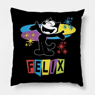 Felix the Cat Comics Retro Futurist Mid Century Modern TV  in Joyful Happy Design Pillow