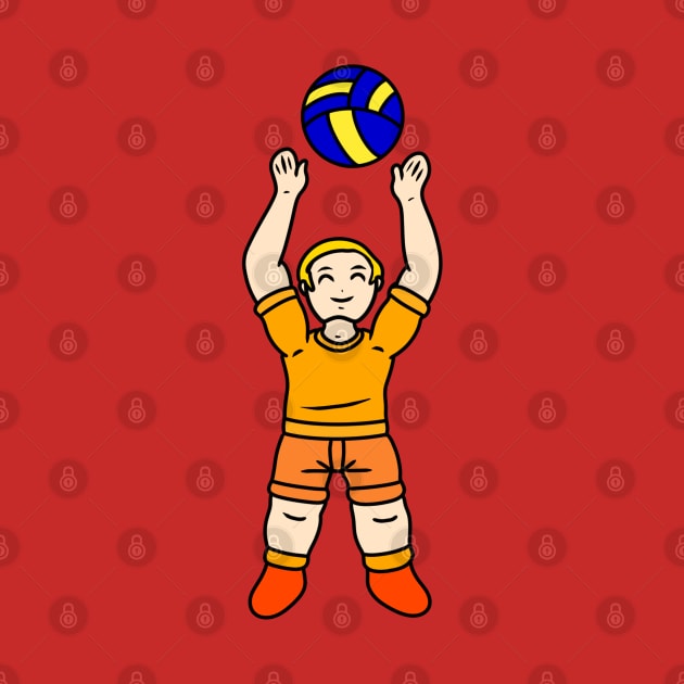 Cartoon volleyball player boy by Andrew Hau