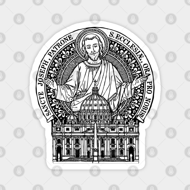St. Joseph Patron of the Church (Version 2) - Black Bkg Magnet by DeoGratias