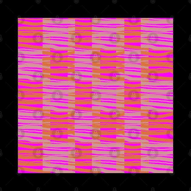 Contemporary Retro Orange Pink Abstract Fibres Pattern by BillingtonPix