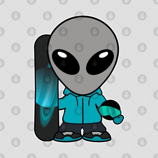 Snowboard Gray Alien Extraterrestrial by SpaceAlienTees