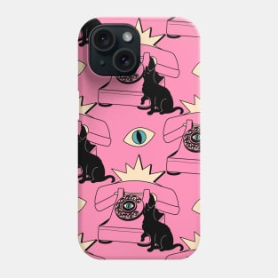 World Domination Black Cat Pattern in pink Phone Case