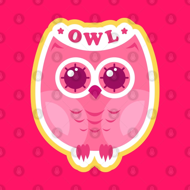 Owl Cute Cartoon Drawing by BrightLightArts