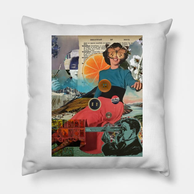 Old Style Friendship - Surreal/Collage Art Pillow by DIGOUTTHESKY