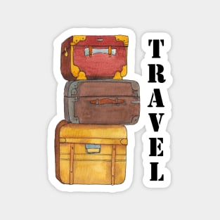 Travel - pen and watercolor illustration Magnet