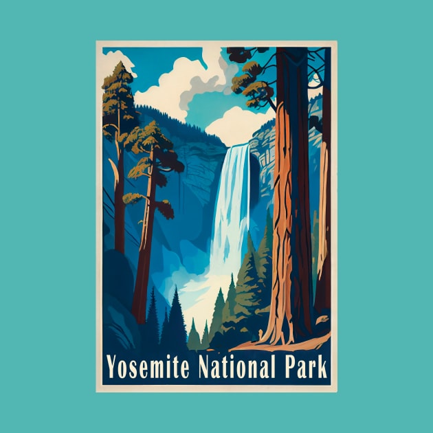 Yosemite National Park Vintage Travel Poster by GreenMary Design