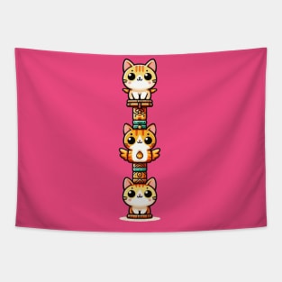 Cat Totem Pole Tapestry