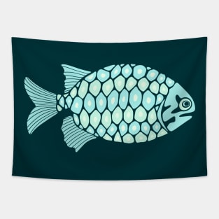 PINECONE FISH Graphic Undersea Ocean Bioluminescent Sea Creature - Unblink Studio by Jackie Tahara Tapestry