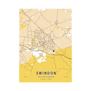 Swindon - United Kingdom Yellow City Map T-Shirt