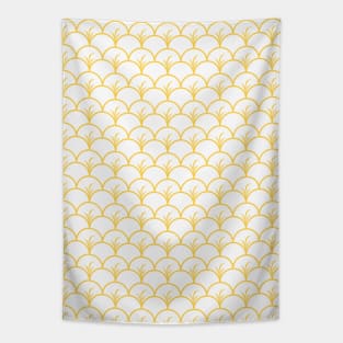 Sunny Yellow Explosion Half Circle Leaves Motif Tapestry