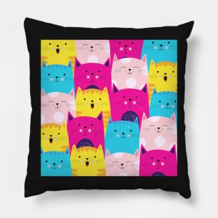 Cute cate faces | Cute Quirky Kitty Cat Drawing Mask Pillow