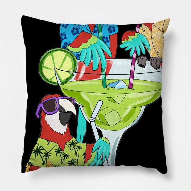 Cool Parrot Margarita Gift Cruise Ship Mexican Vacation Print Pillow by Linco